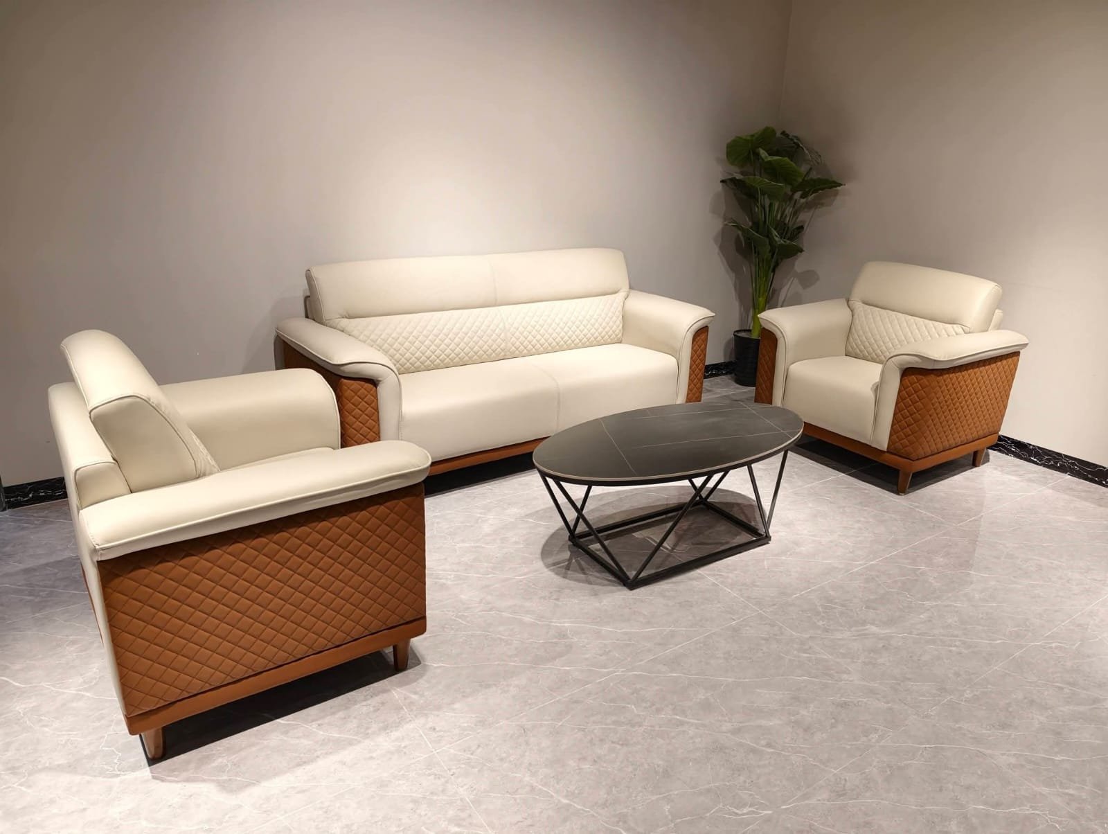 Ivory & Tan Three-Piece Lounge Set