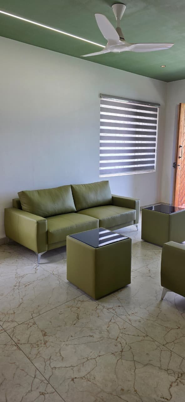 Olive Leather Loveseat